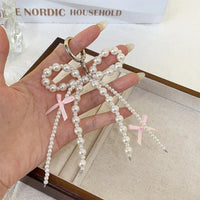 Perlen Schlüsselanhänger Schleife – Taschen-Charm mit Perlen & rosa Schleife Bild 6
